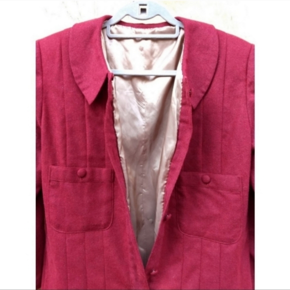 Vintage 1940s red drop waist pleated long sleeve coat midi dress large - Picture 5 of 6